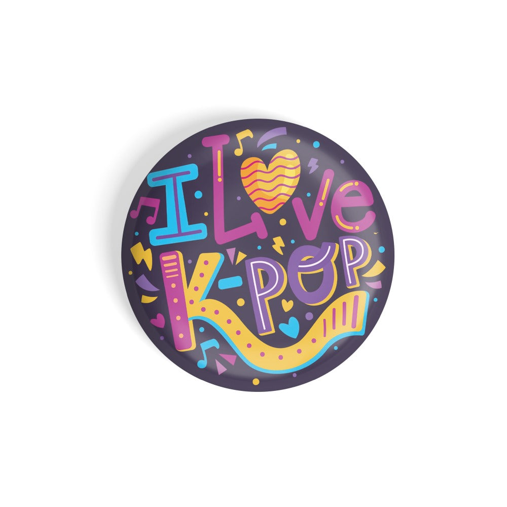 dhcrafts Round Fridge Magnet Quotes Purple I Love K-pop D2 Glossy Finish Design Pack of 1 (75 mm)